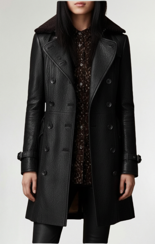 Cristina - Abrigo elegante de cuero