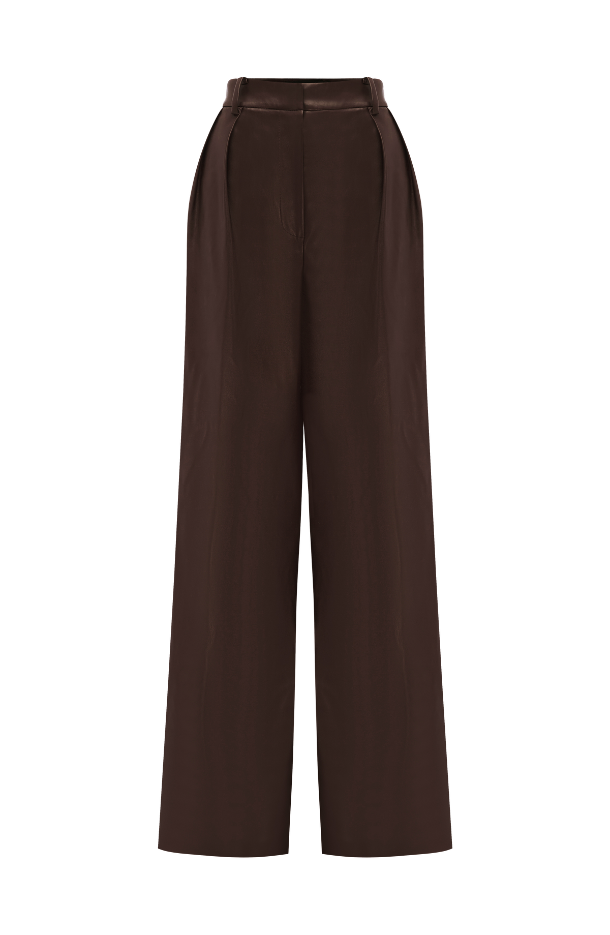 Pantalón de mujer marrón ciruela, pierna recta y cintura con presillas