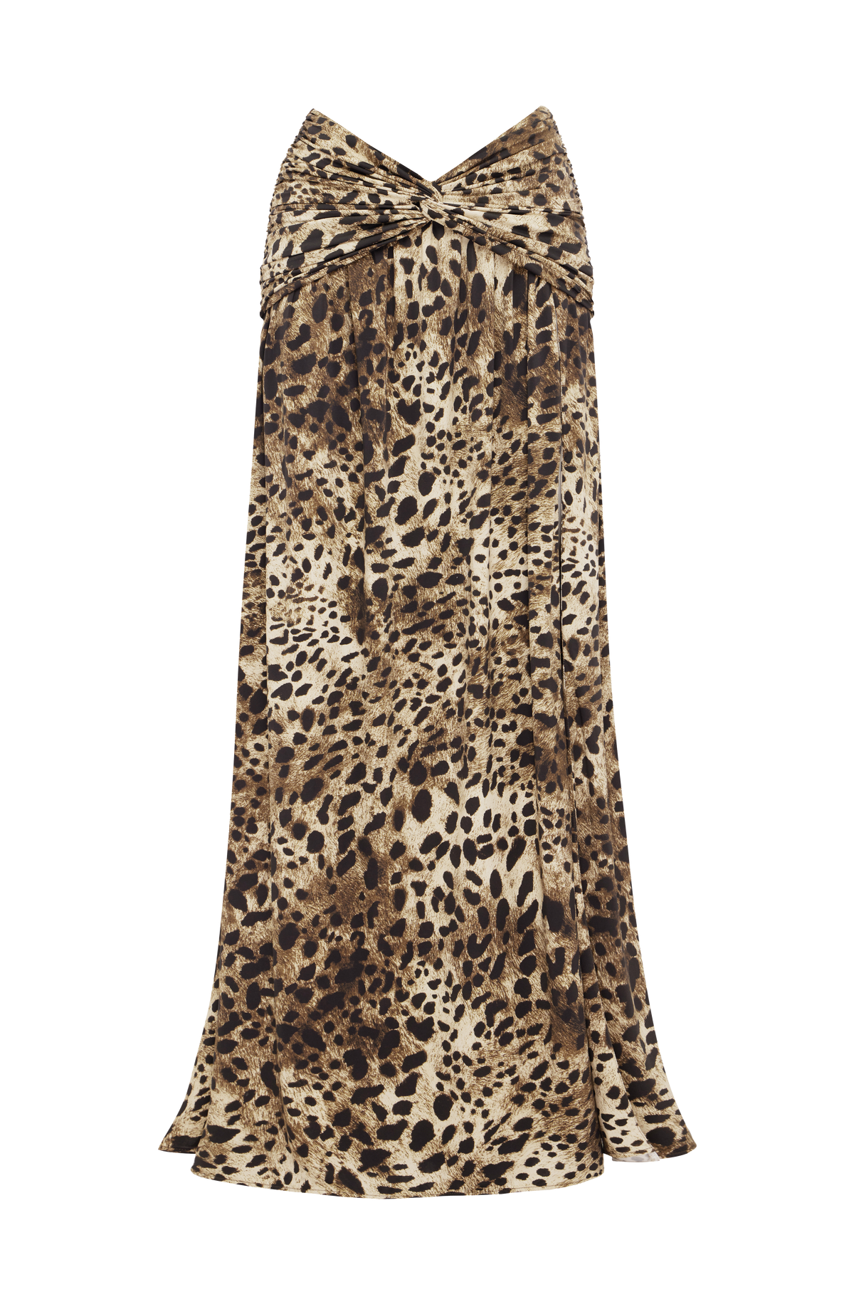 Falda larga de leopardo con lazo en la cintura y caída suelta