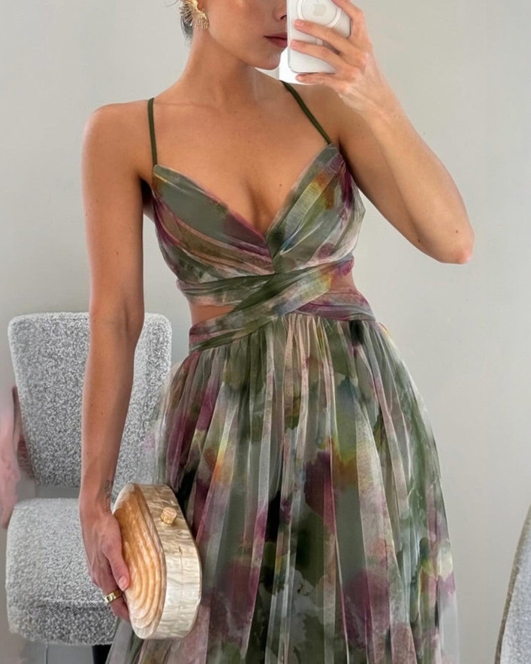 Celeste | Precioso vestido largo con estampado floral