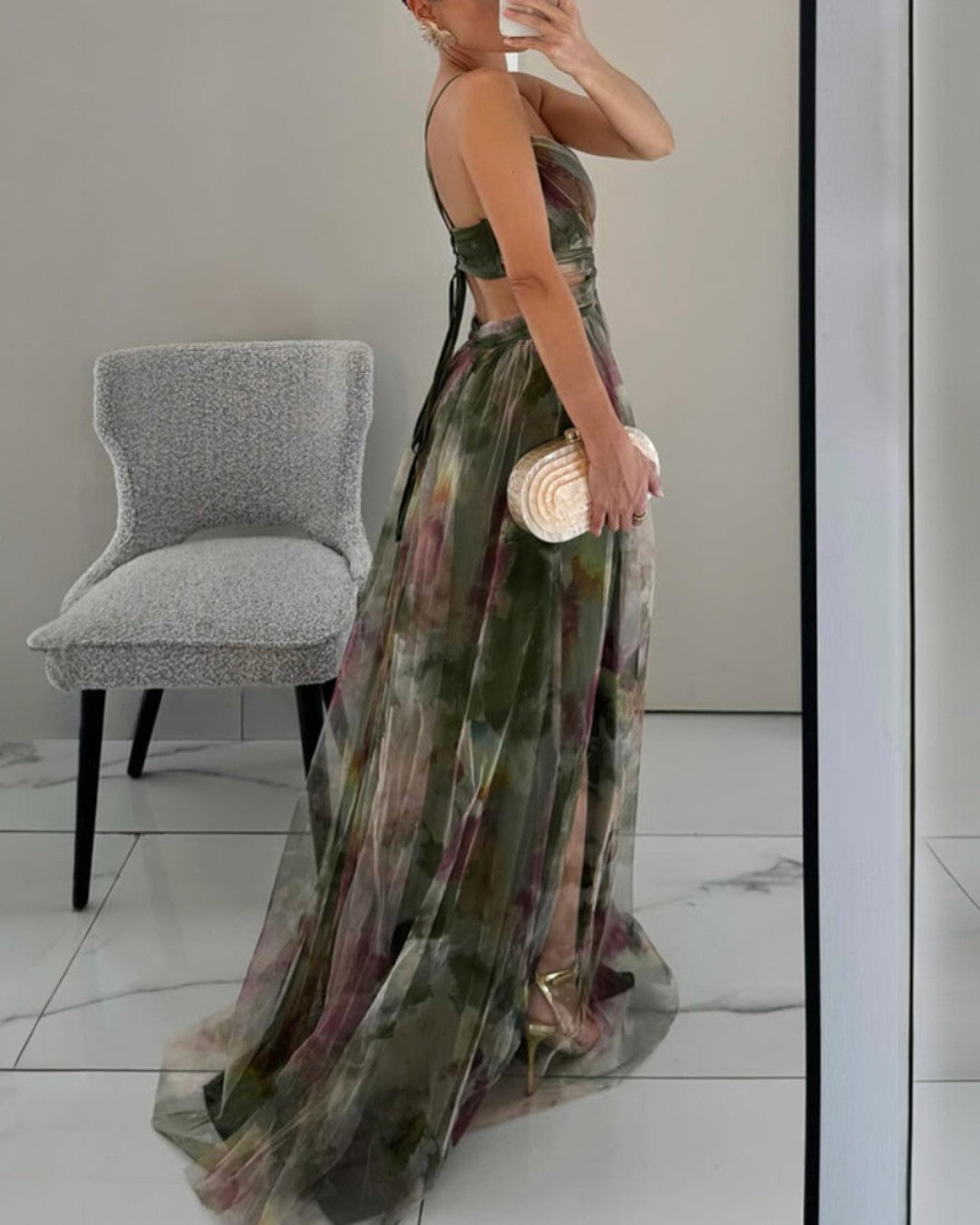 Celeste | Precioso vestido largo con estampado floral