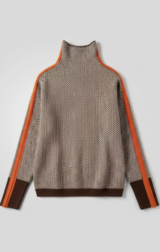 Susana - Jersey de cuello alto con rayas en contraste