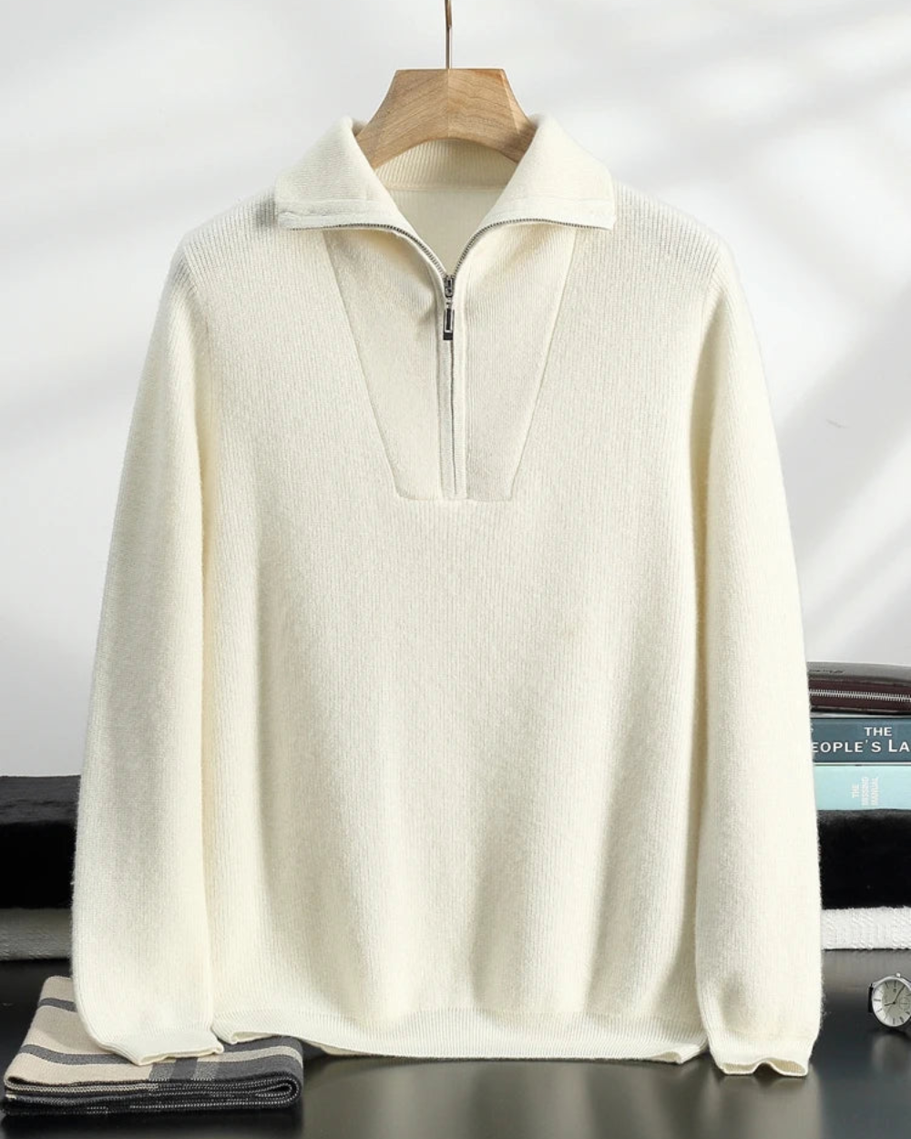 Jersey de cachemira con media cremallera Portofino