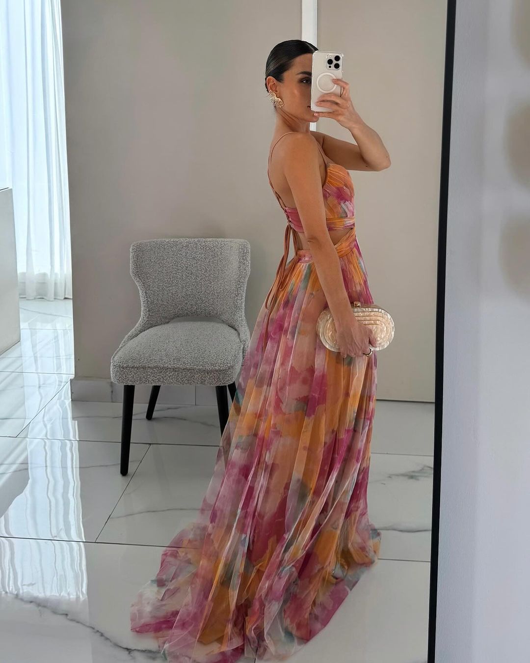 Celeste | Precioso vestido largo con estampado floral