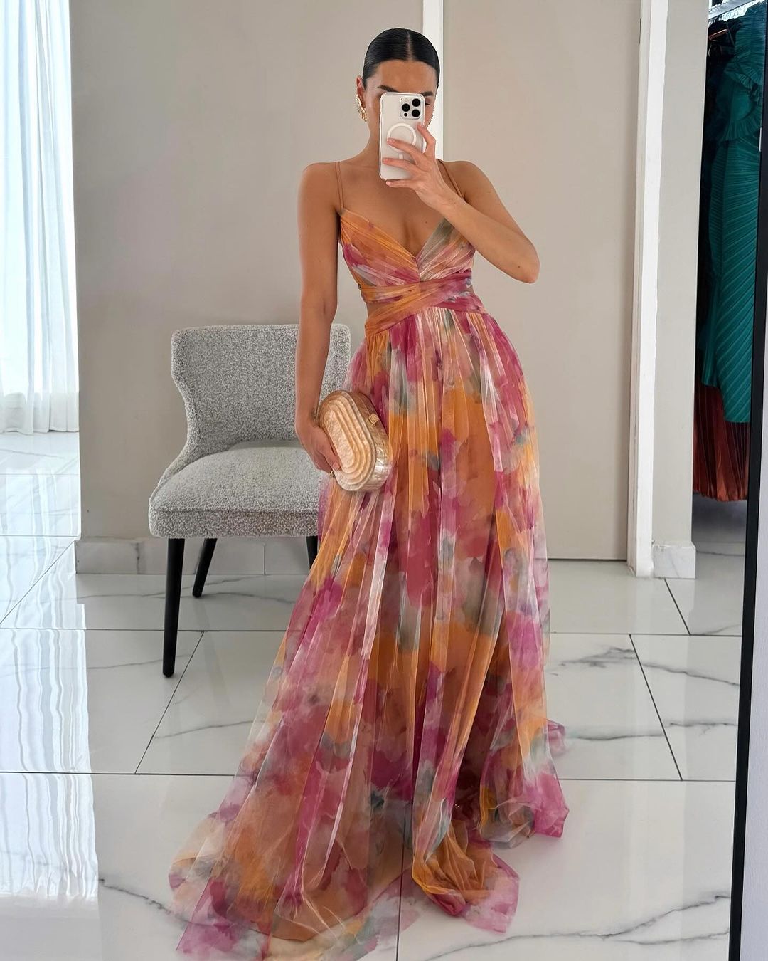Celeste | Precioso vestido largo con estampado floral