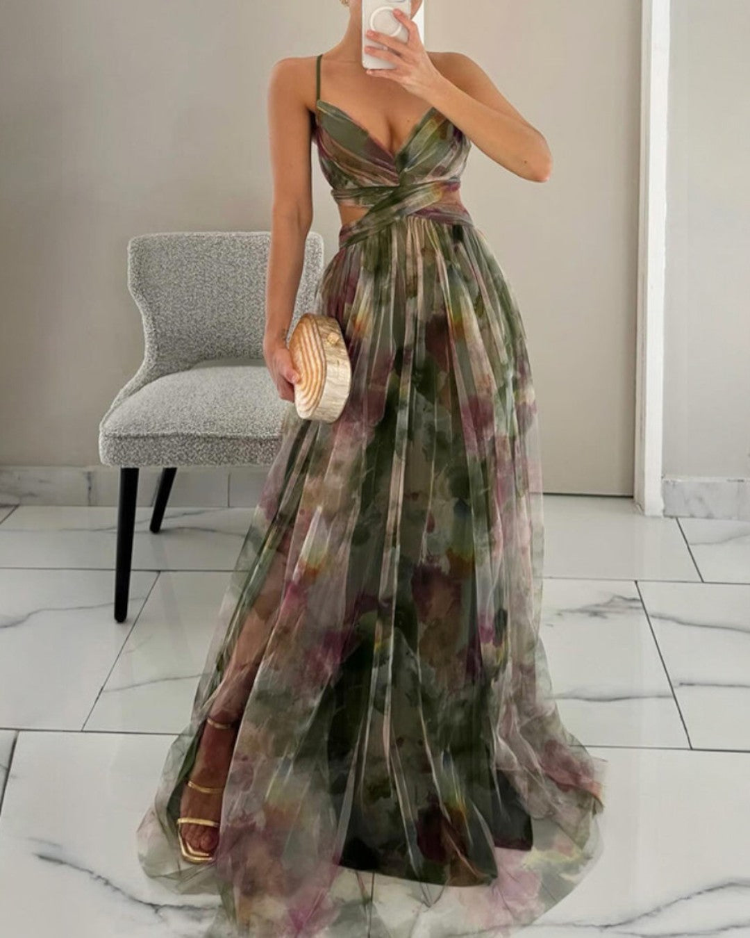 Celeste | Precioso vestido largo con estampado floral