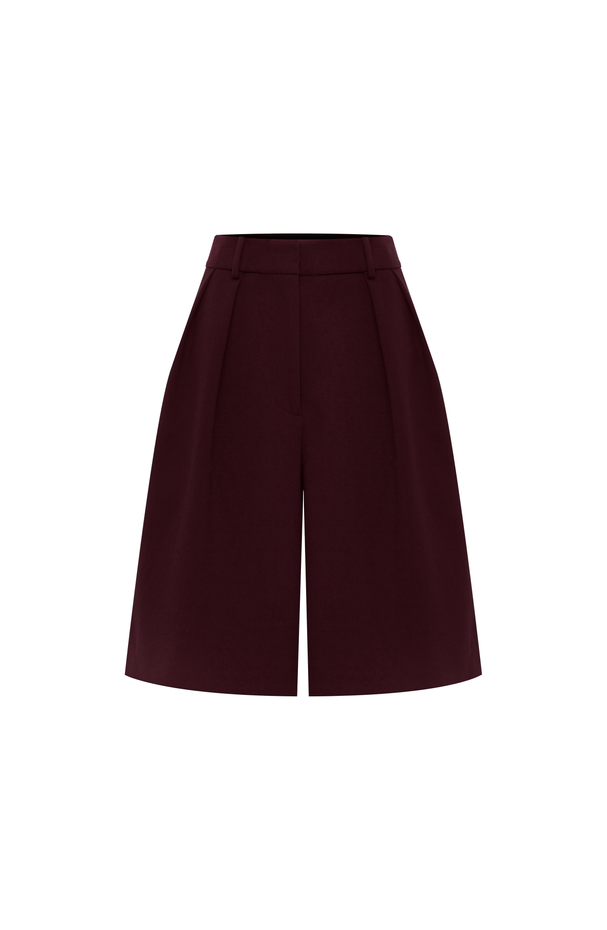 Bermudas burdeos Aurora con cinturilla y pinzas delanteras