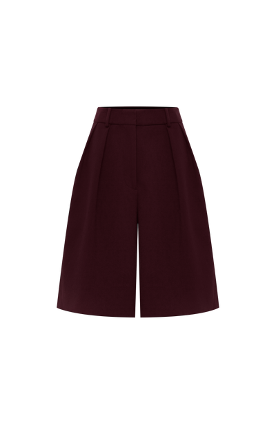 Bermudas burdeos Aurora con cinturilla y pinzas delanteras