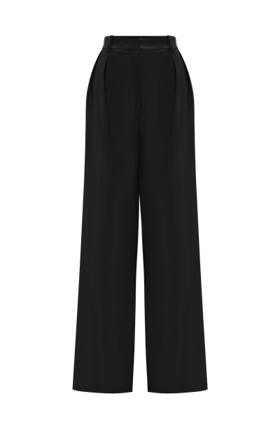 Pantalón negro Valentina de tiro alto, pierna recta ancha