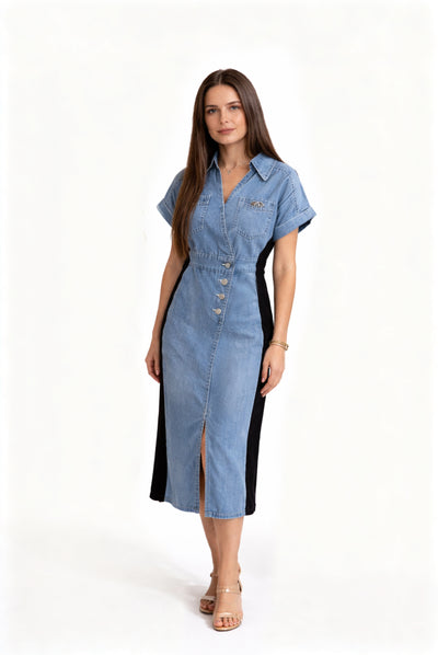 Cloe - Vestido vaquero de manga corta