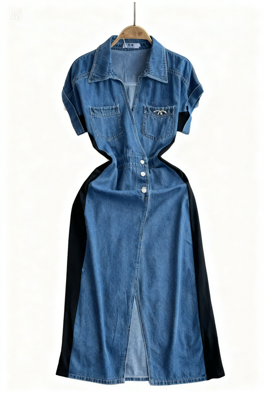 Cloe - Vestido vaquero de manga corta