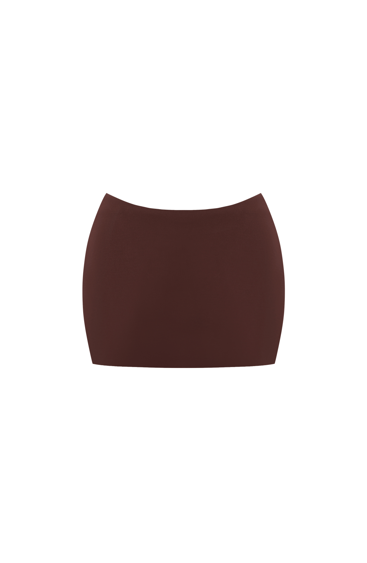 Falda pantalón corta marrón ciruela lisa, forma simple y franja en la cintura