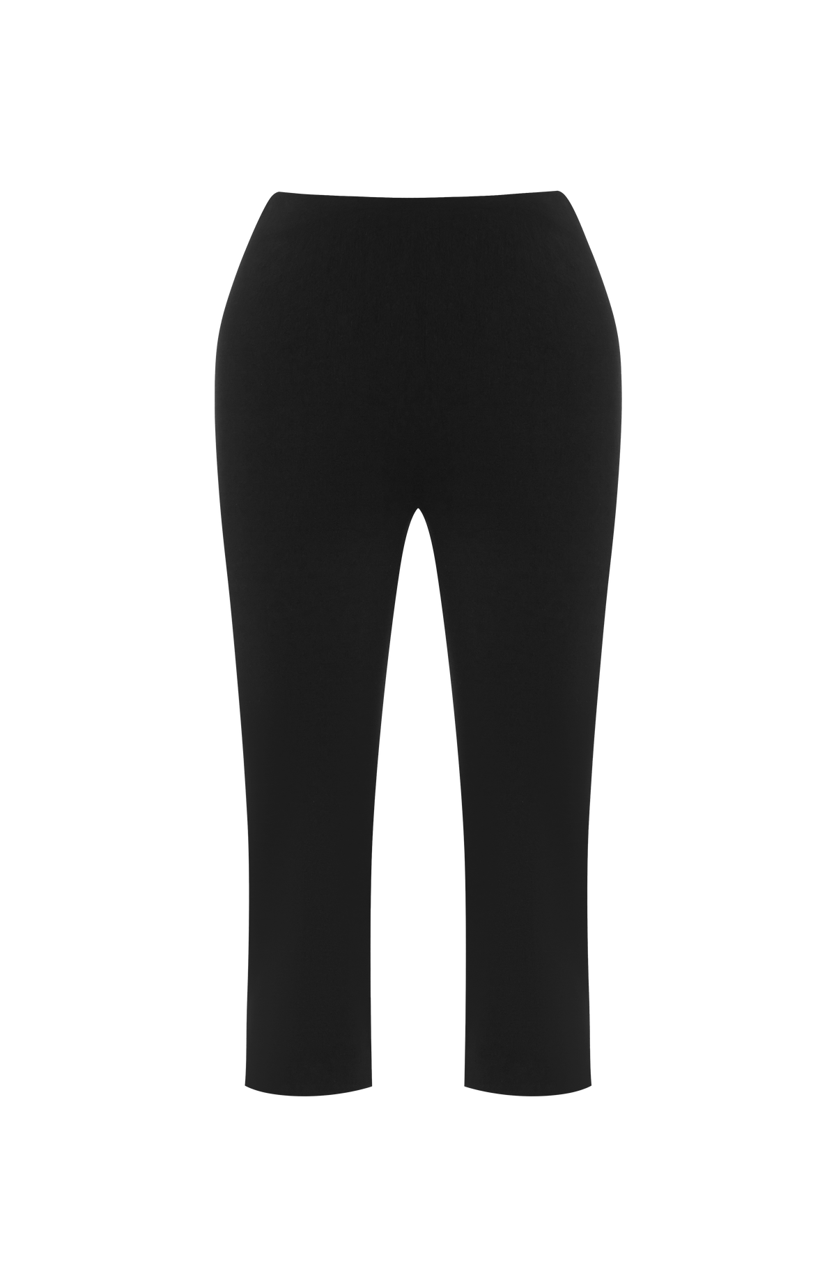 Pantalón capri negro de tiro alto, entallado, hasta media pierna