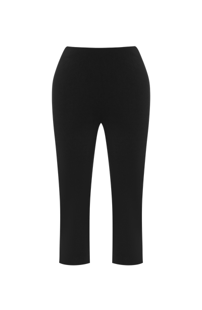 Pantalón capri negro de tiro alto, entallado, hasta media pierna