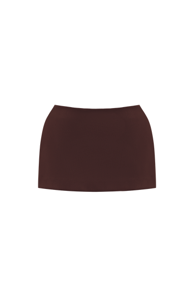 Falda pantalón mini marrón ciruela, silueta recta