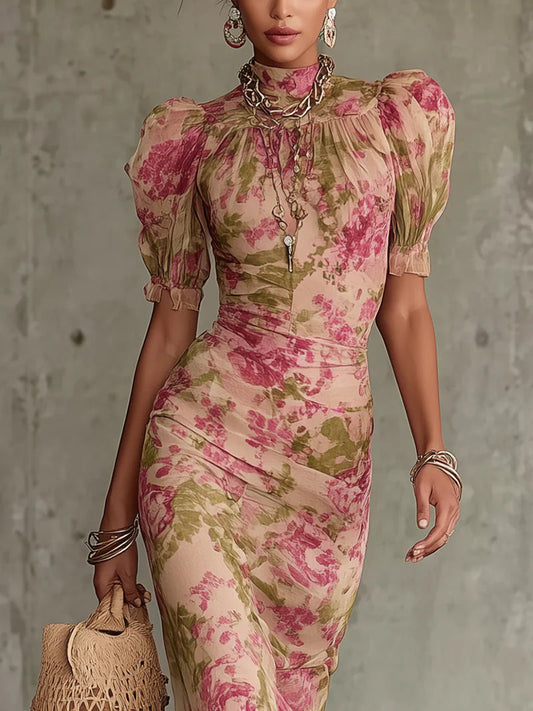 Fiora ∙ Vestido largo con estampado vintage de rosas