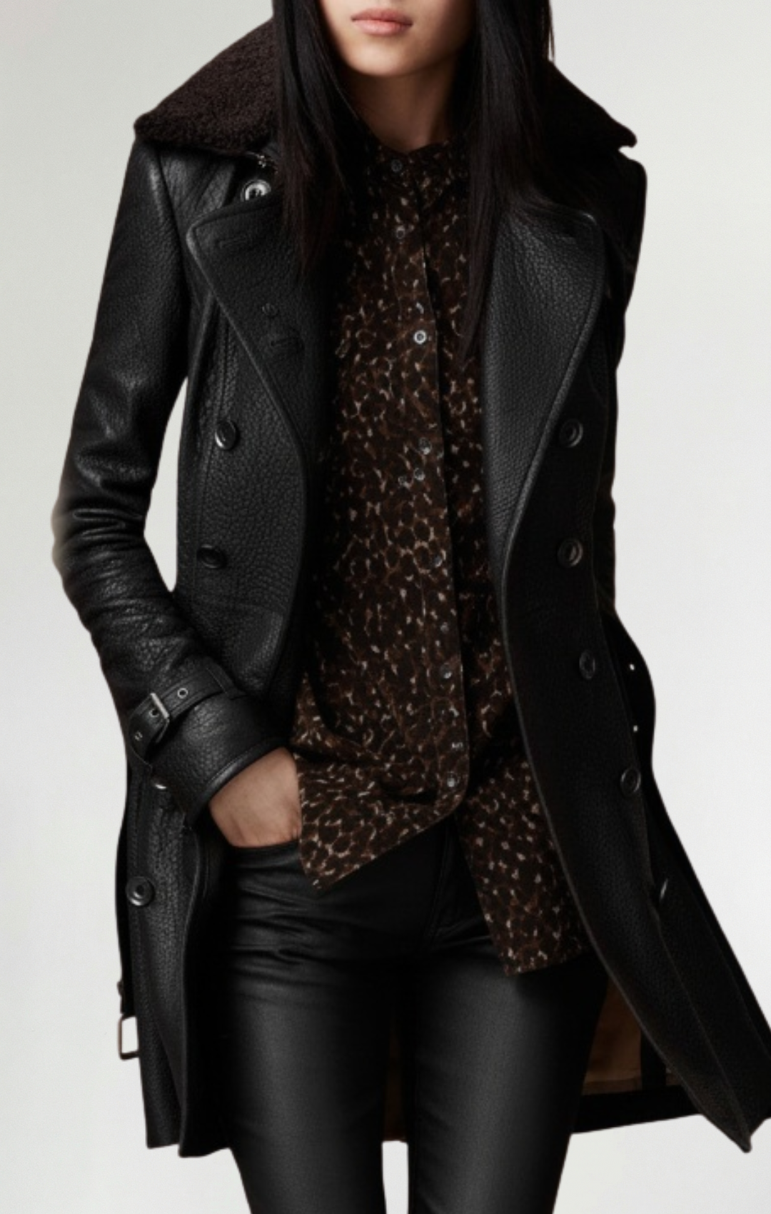 Cristina - Abrigo elegante de cuero