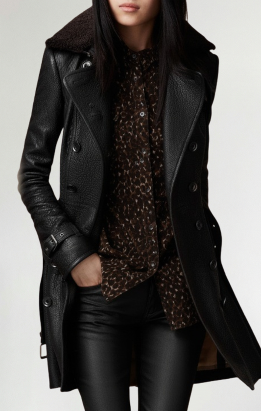 Cristina - Abrigo elegante de cuero