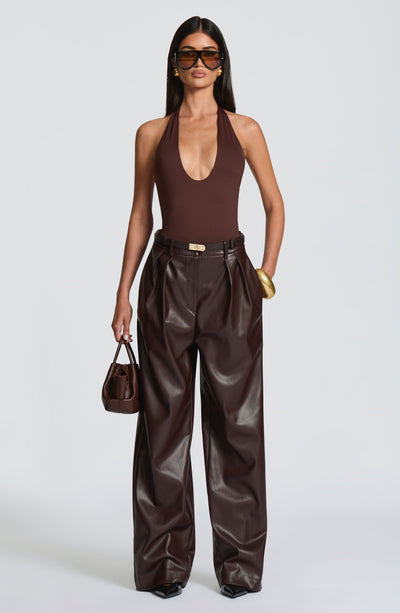 Glenda Pants - Plum Brown Pants XS Lara Soler Fashion Premium Exclusive Design