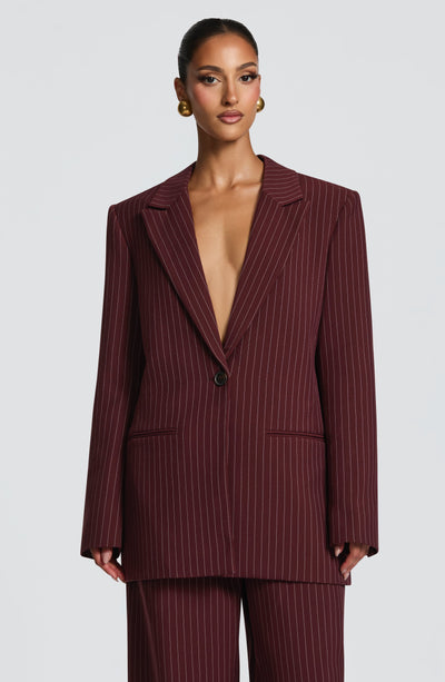 RENATA BLAZER - BURGUNDY PINSTRIPE