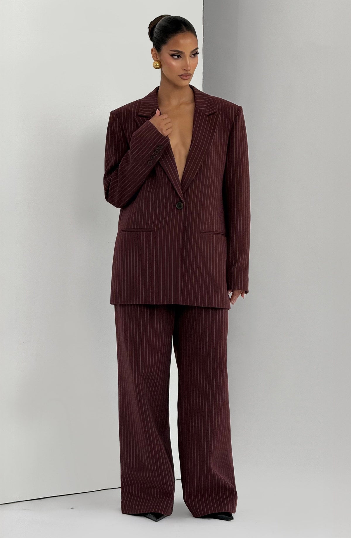 RENATA BLAZER - BURGUNDY PINSTRIPE